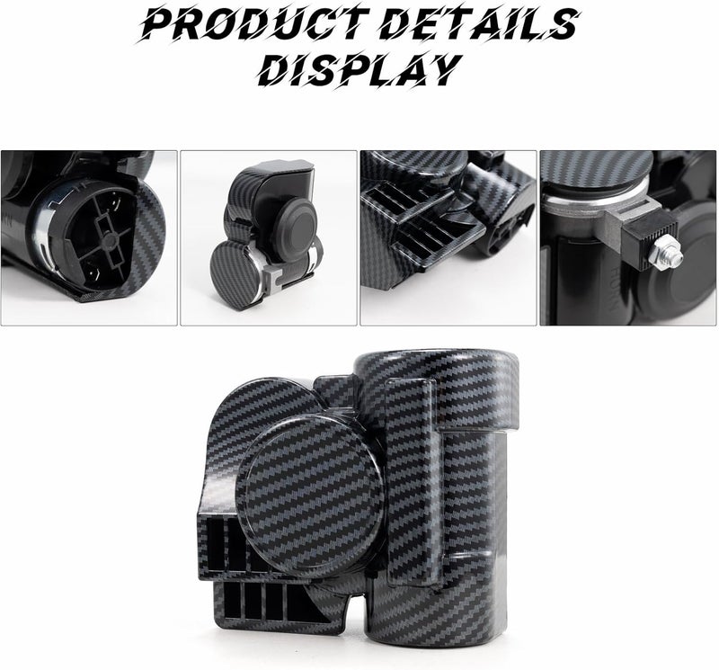 FARBIN Train Horns for Car Motorcycle Truck Air Horn with Horn Cover for Motorcycle 12V Train Sound Car Horns Kit 150DB Super Loud Horn for Motorbike Truck Boat Pickup (12V,Black Shell) - Image 4